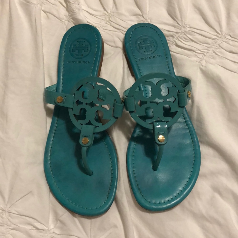 Turquoise Tory Burch Miller sandals 8.5